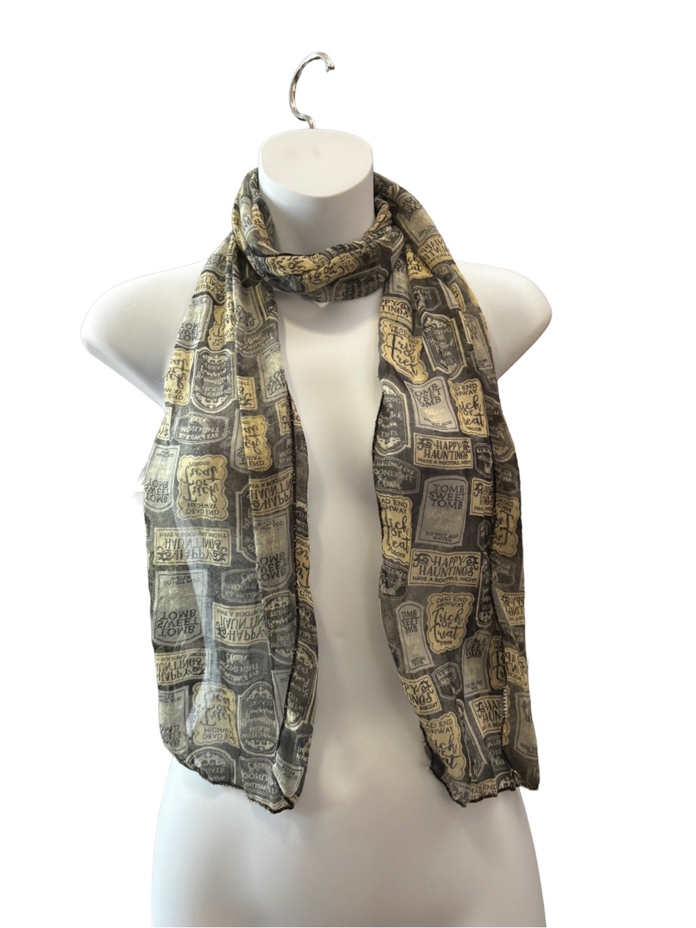 halloween scarf gray and cream